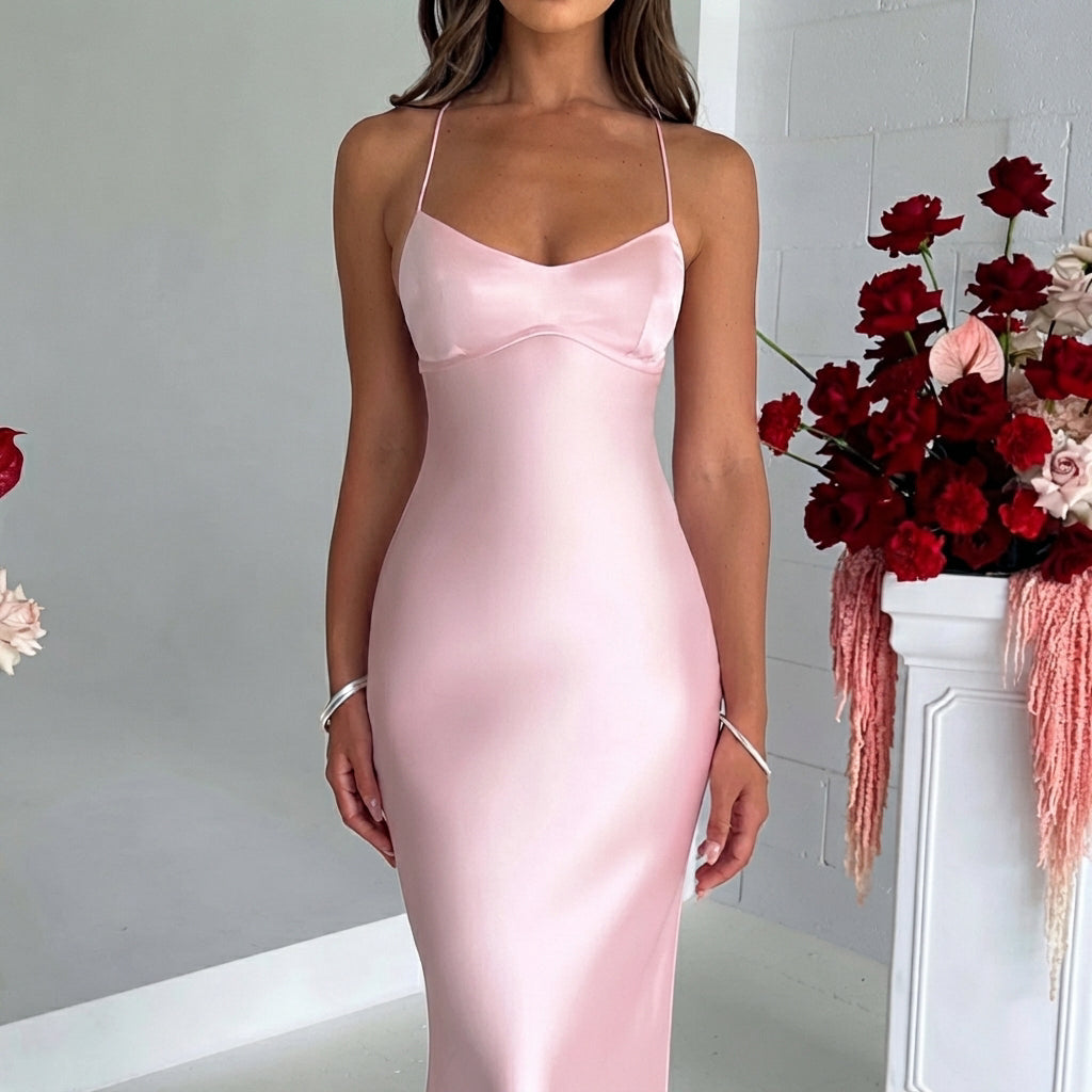 Melika - Robe Maxi Ajustée Brillante
