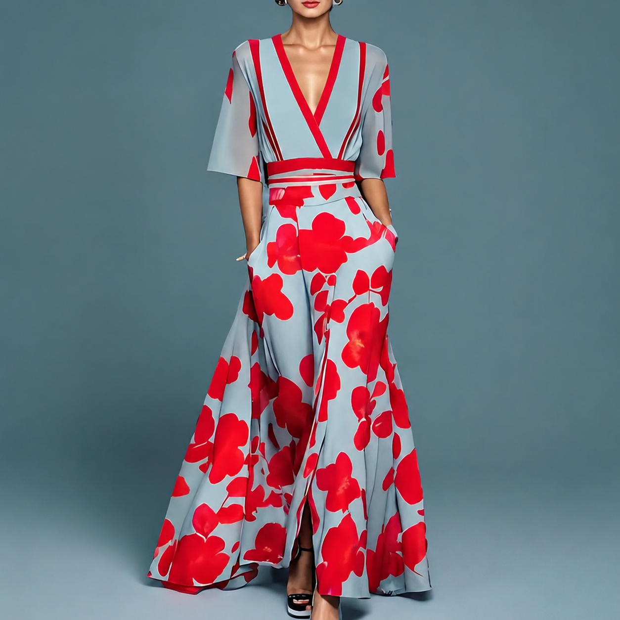 Laure - Robe Élégante Flottante à Col en V