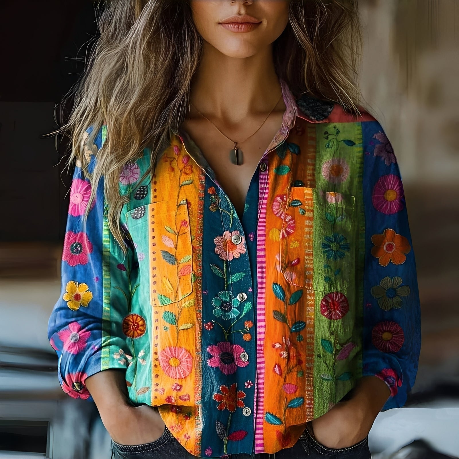 Roselyne - Blouse ample à motif chic pour femmes