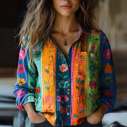 Roselyne - Loose blouse with elegant pattern for women