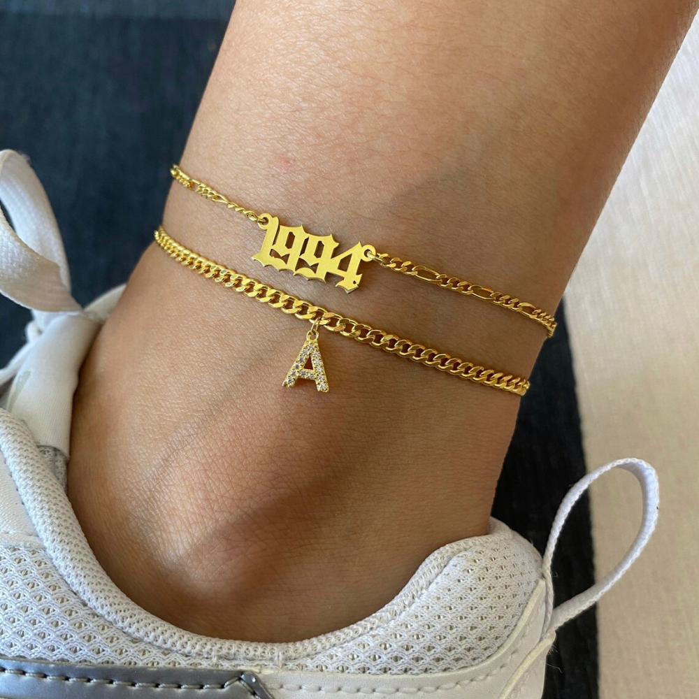 Cheville avec Initiale - Bracelet de cheville avec votre initiale