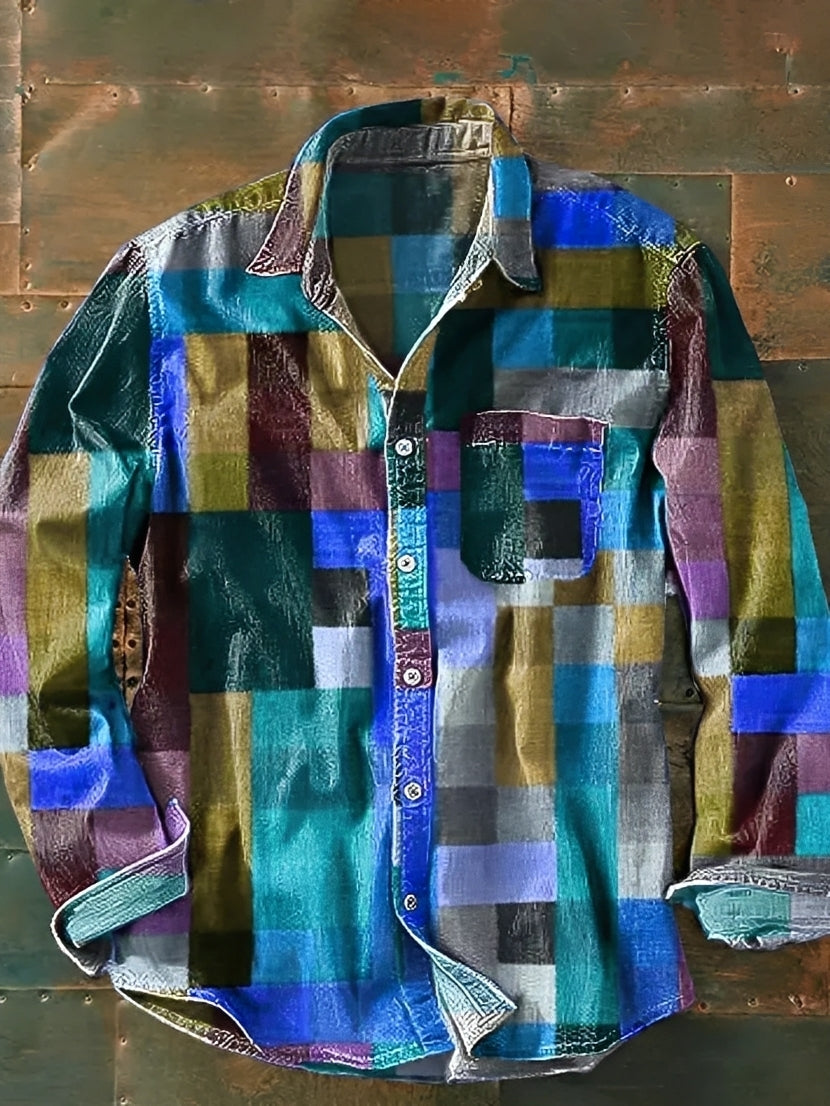 Charles – Chemise à manches longues pour hommes – Rétro et coloré