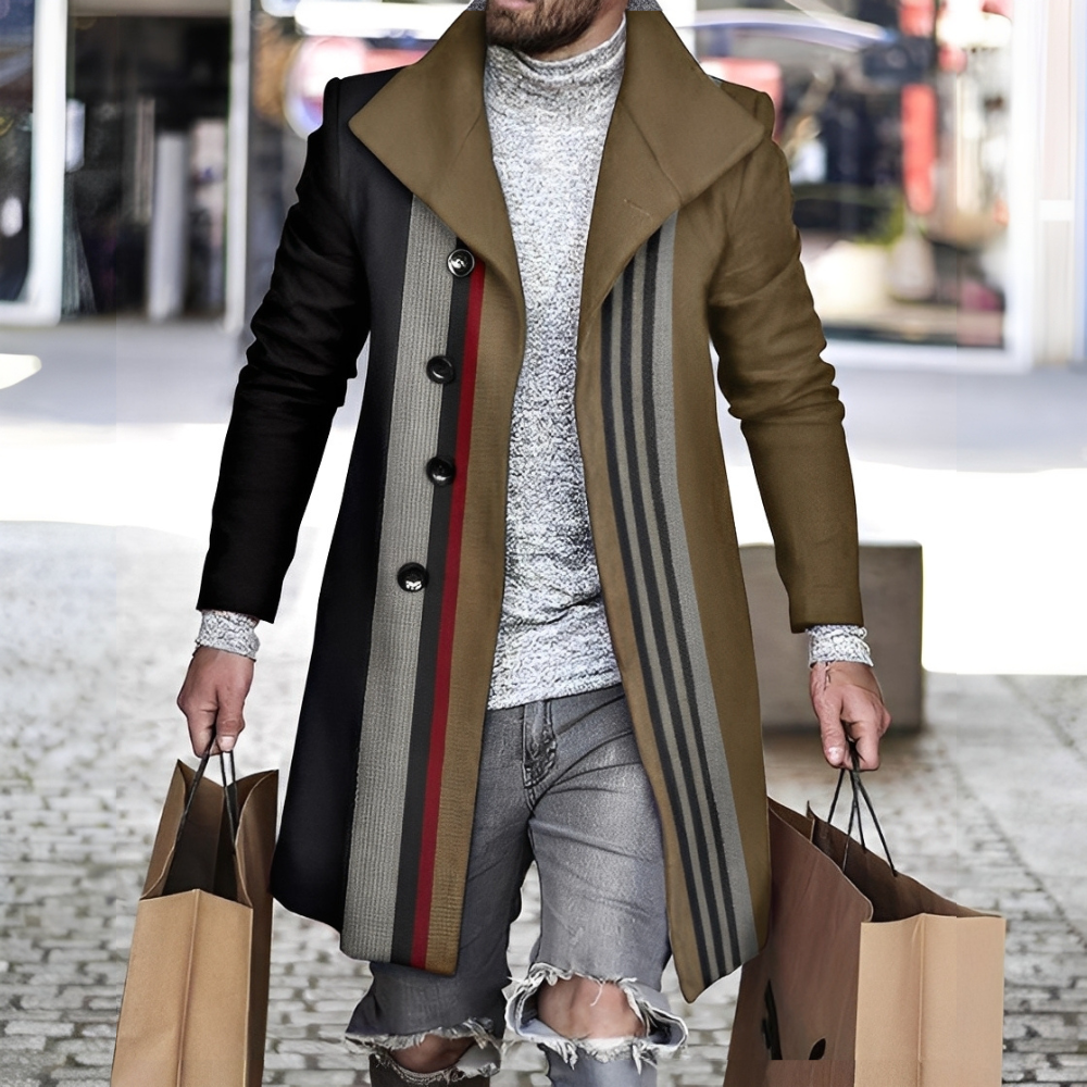 Terry - Elegant wool coat with checkered pattern for men