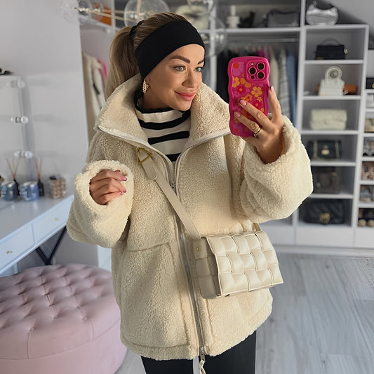 Quincy - Manteau en laine épaisse et chaude à col roulé pour femmes