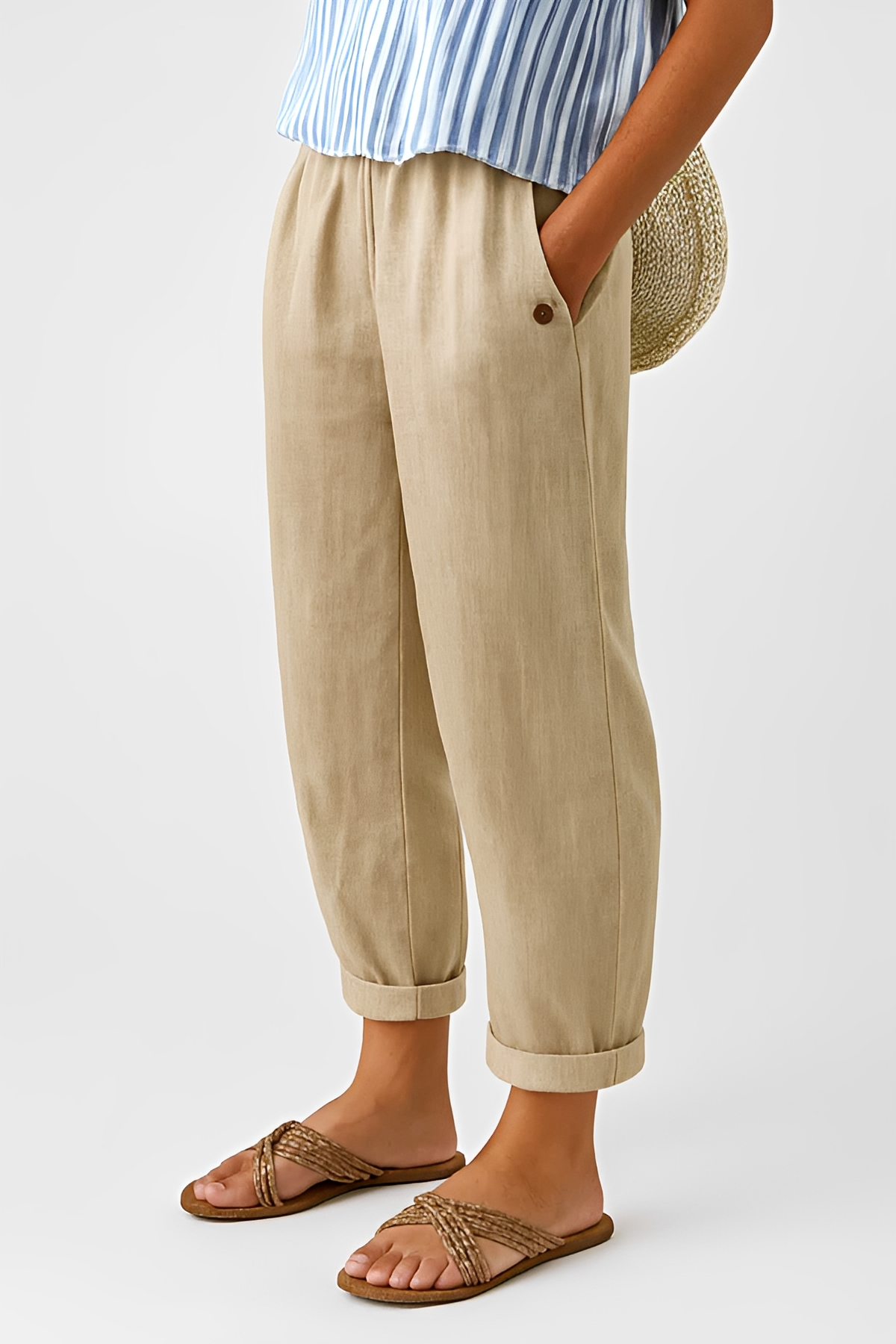 Yunie - Pantalons Décontractés à Taille Élastique