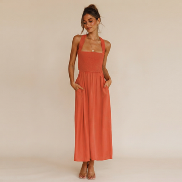 Lena - Robe Midi Élégante à Encolure Carrée