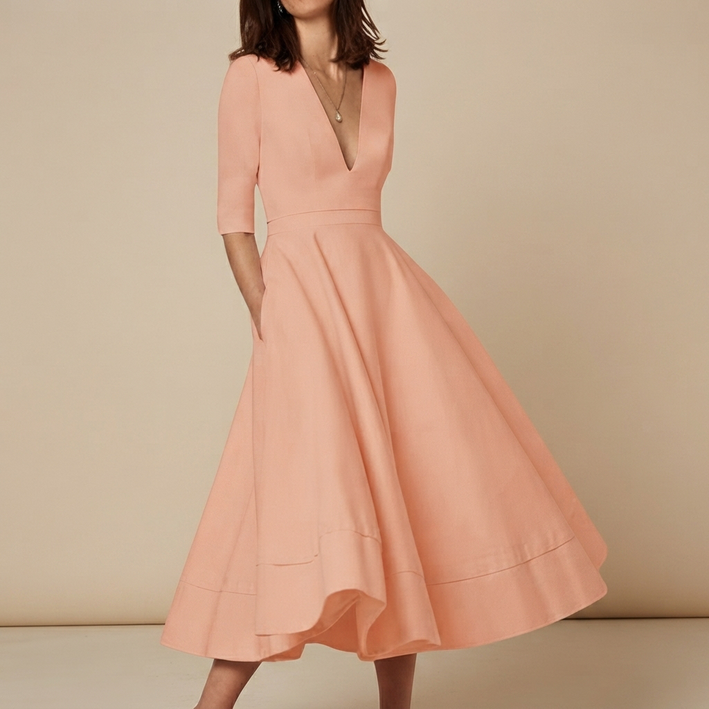 Debbie - Robe Élégante à Col V