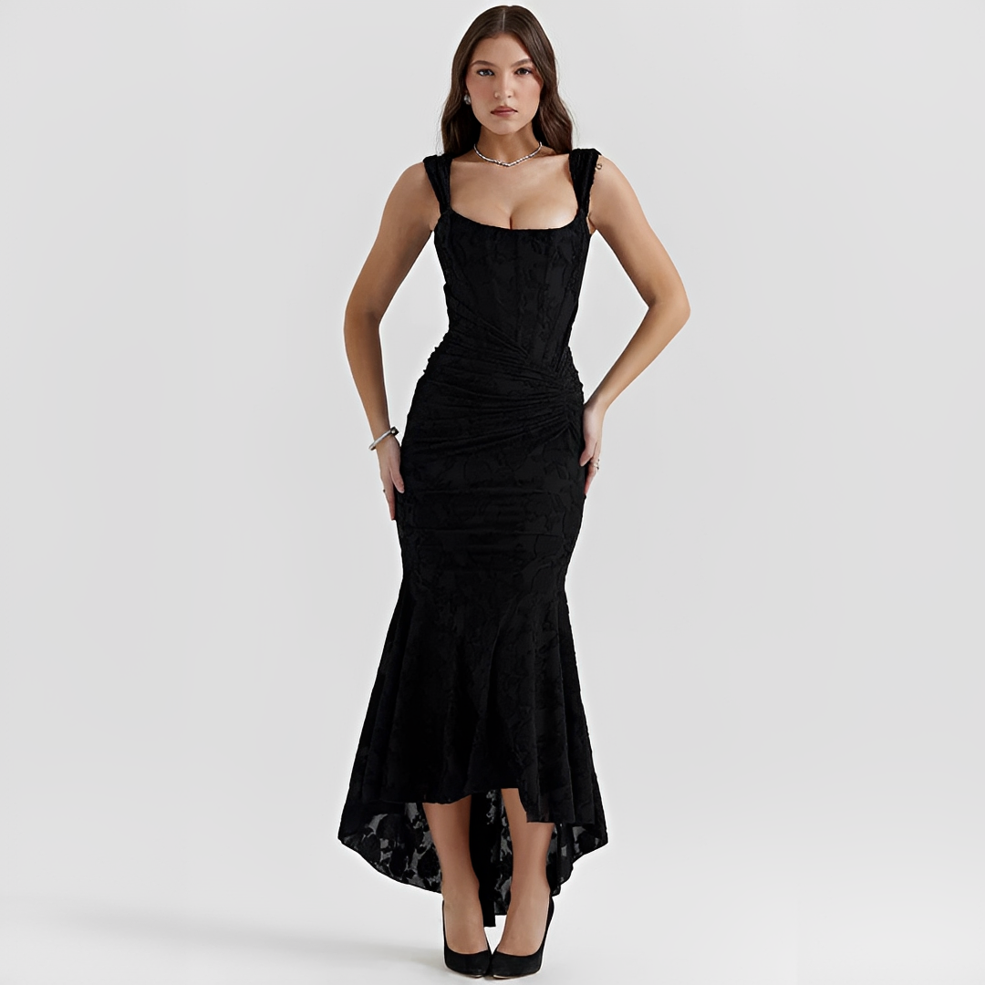 Cynthia - Robe Élégante à Taille Enveloppée Midi