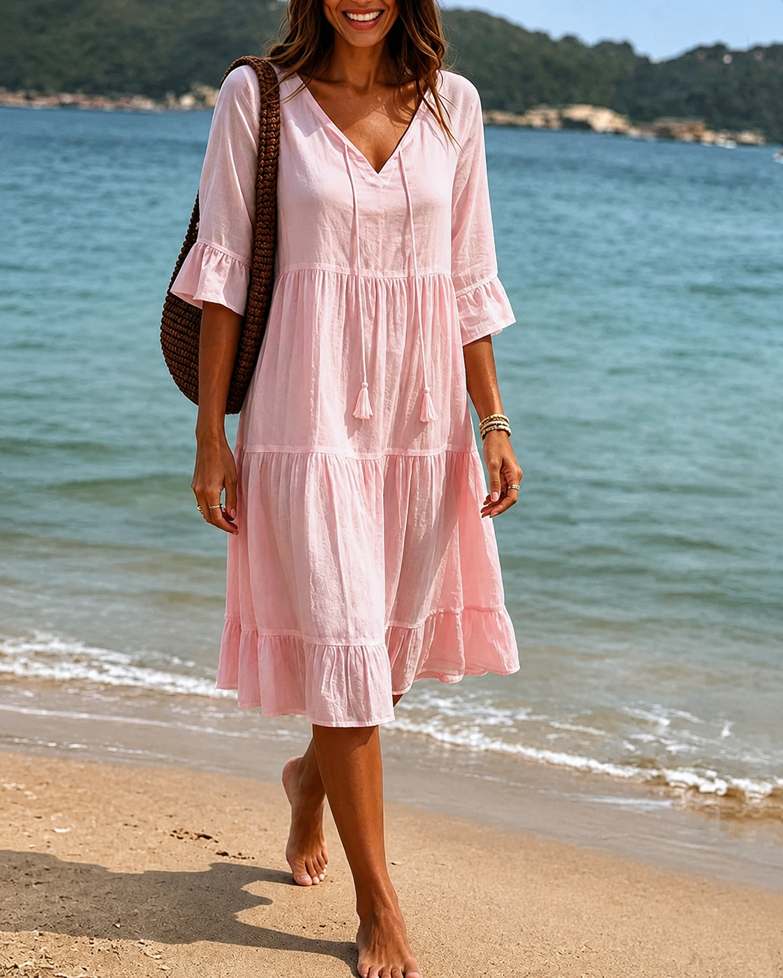 Lorraine - Robe Midi Chic à Encolure en V