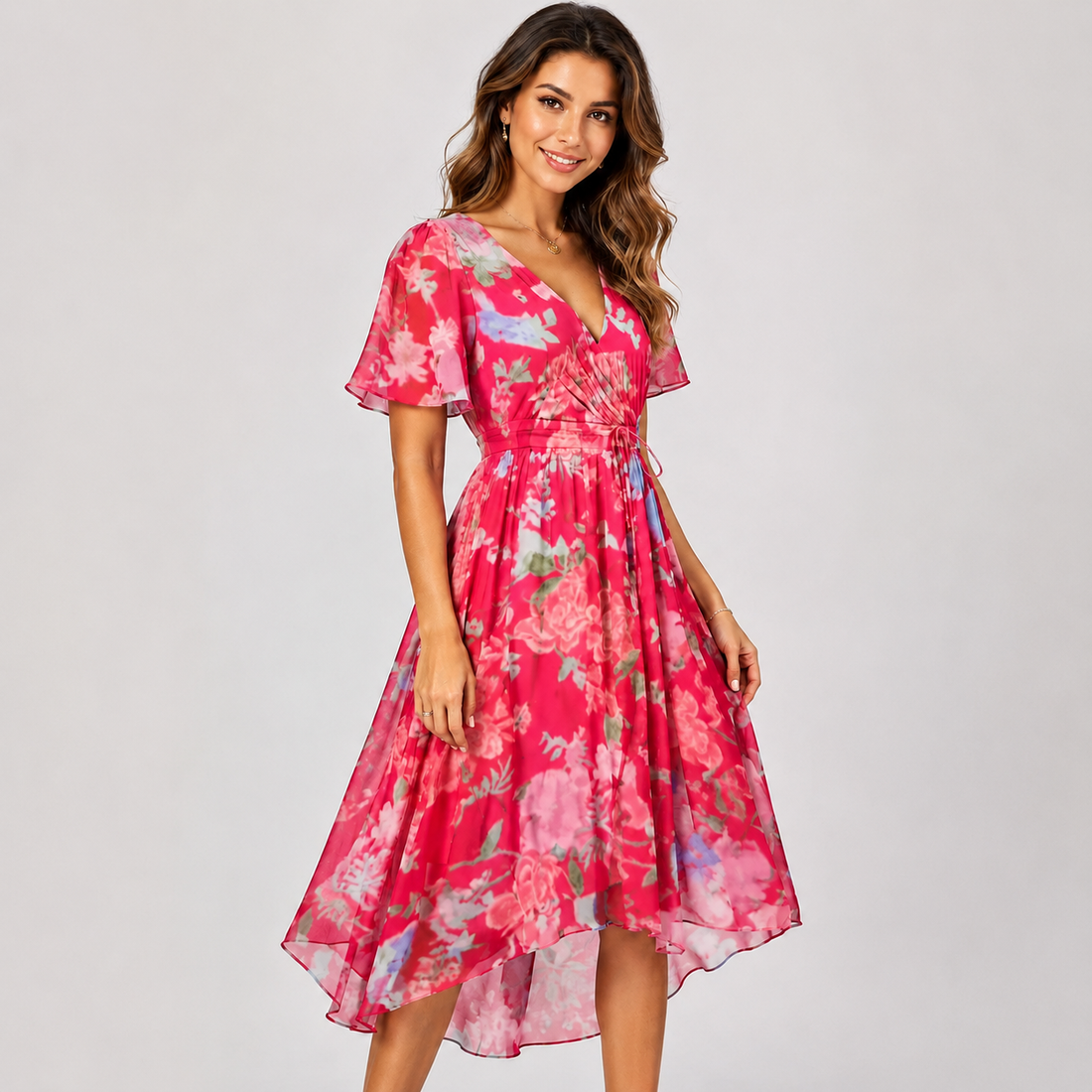 Elsinya - Robe Midi Stylée et Fluide