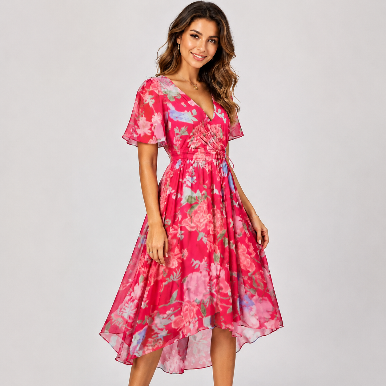 Elsinya - Robe Midi Stylée et Fluide