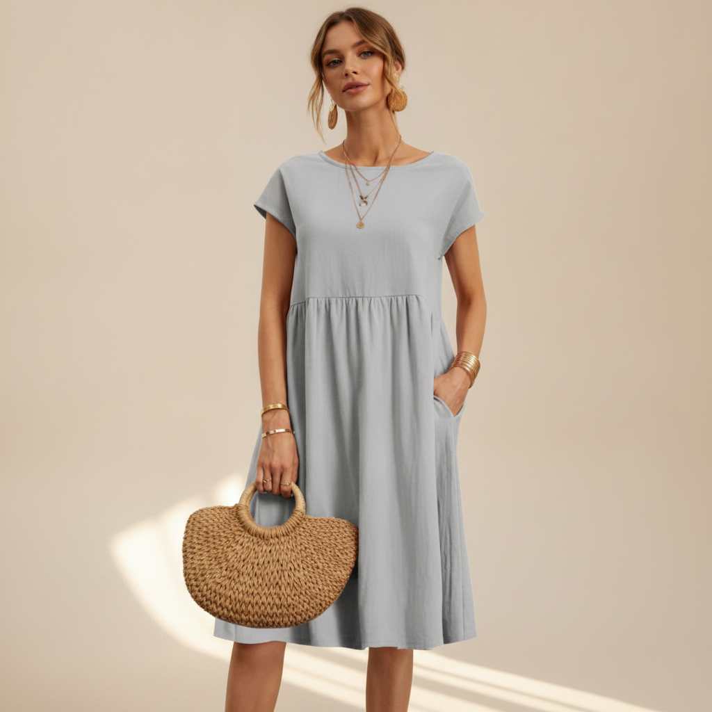 Nubia - Robe Midi Élégante à Col Rond