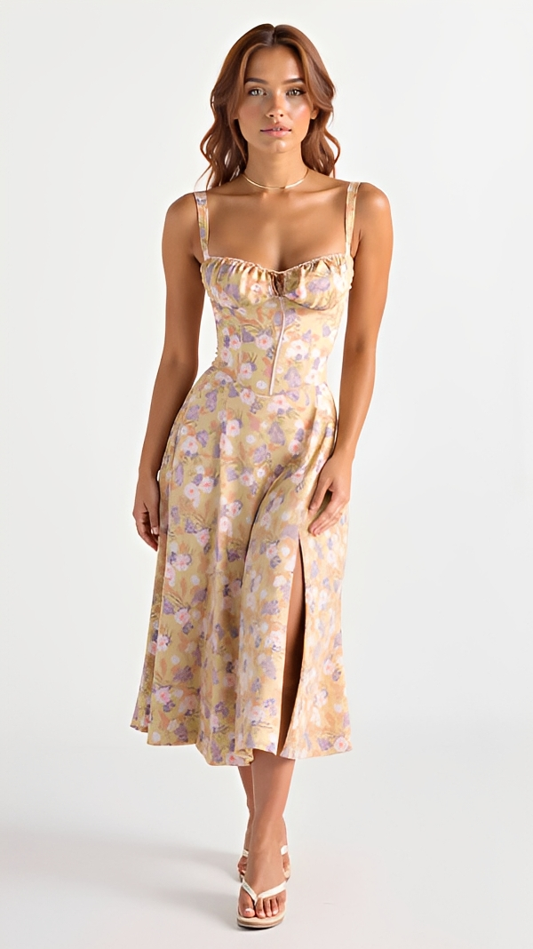 Kiana - Robe Élégante et Chic Fendue Midi