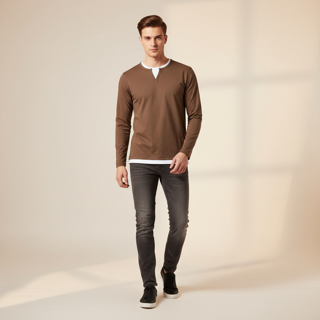 Daryl - Chemise Stylée à Manches Longues et Col V