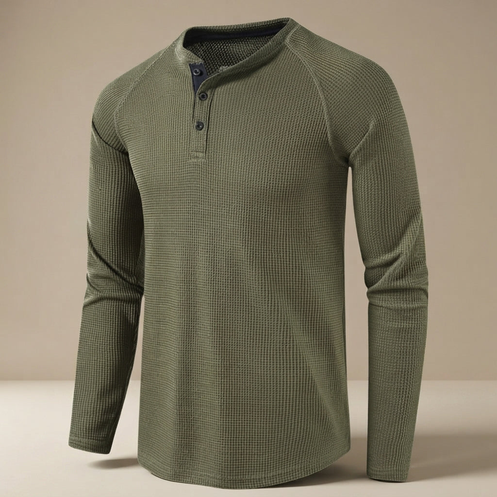 Teifion - Chemise Henley Classique en Nid d'Abeille