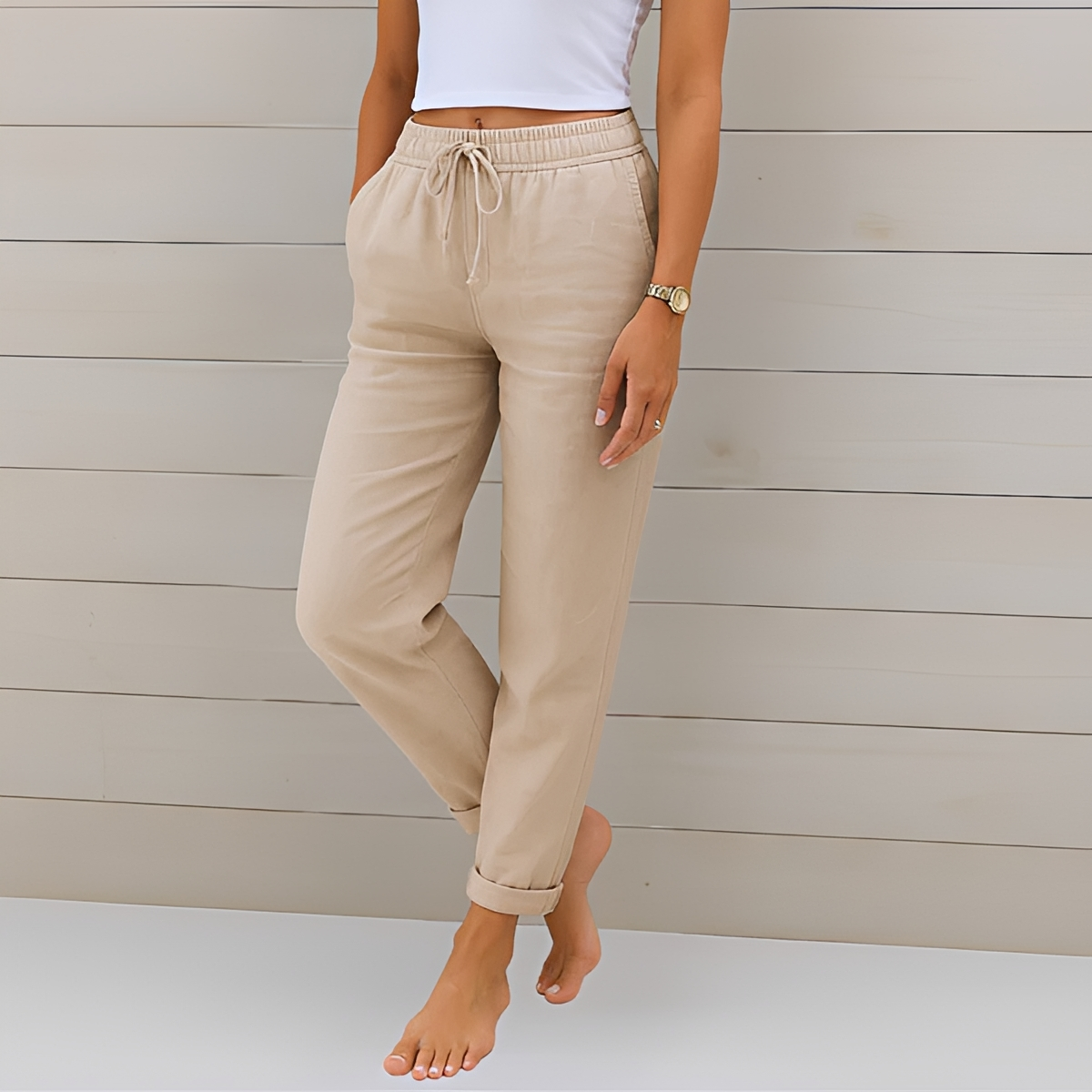 Audrey - Pantalon Décontracté à Cordon