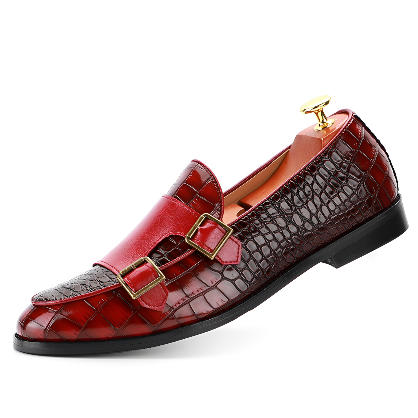 Rafael - Elegant leather slip-on shoes for men with double buckle