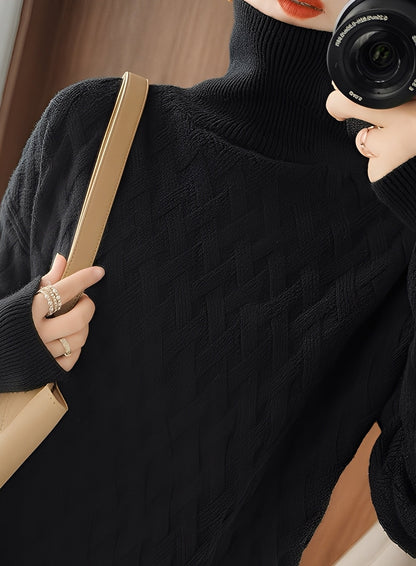 Ryanne - Pull en cachemire à col roulé décontracté pour femmes