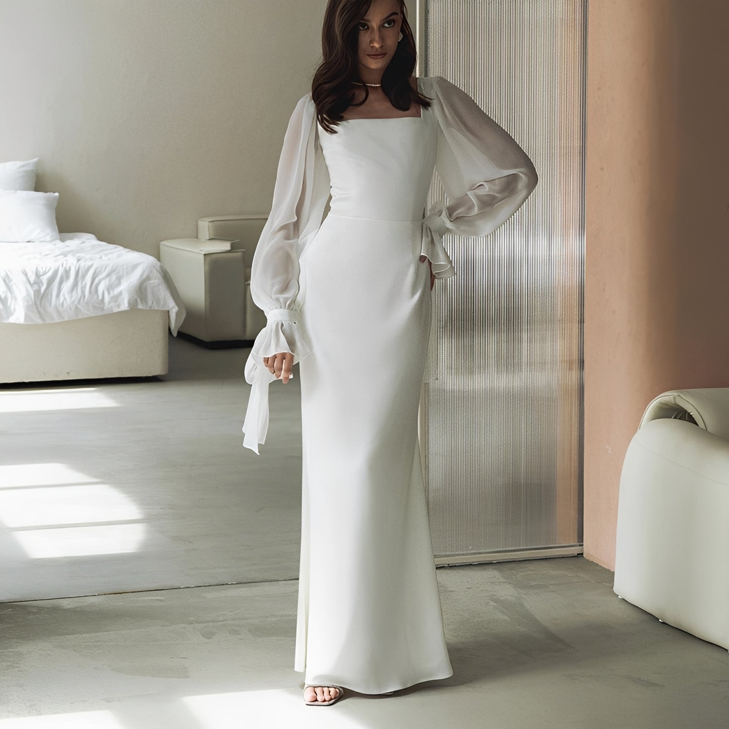 Gloria - Robe maxi élégante à manches longues pour femmes