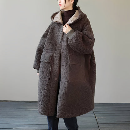 Sophie - Übergroßer Mantel aus Kunstpelz mit Kapuze für Damen