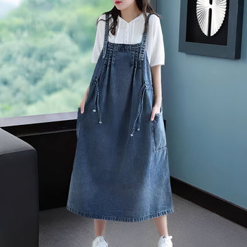 Antonia - Robe en jean élégante grande taille avec poches pour femmes