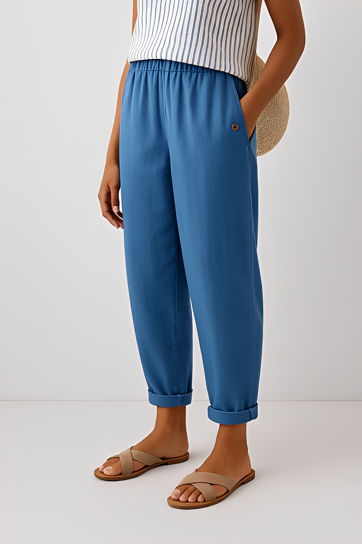 Yunie - Pantalons Décontractés à Taille Élastique