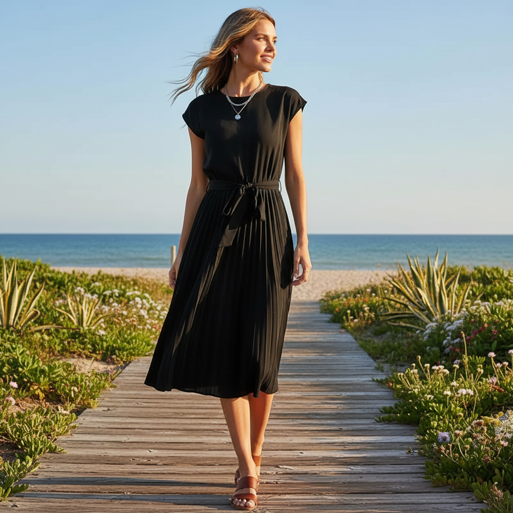 Jelica - Robe Midi Plissée Élégante