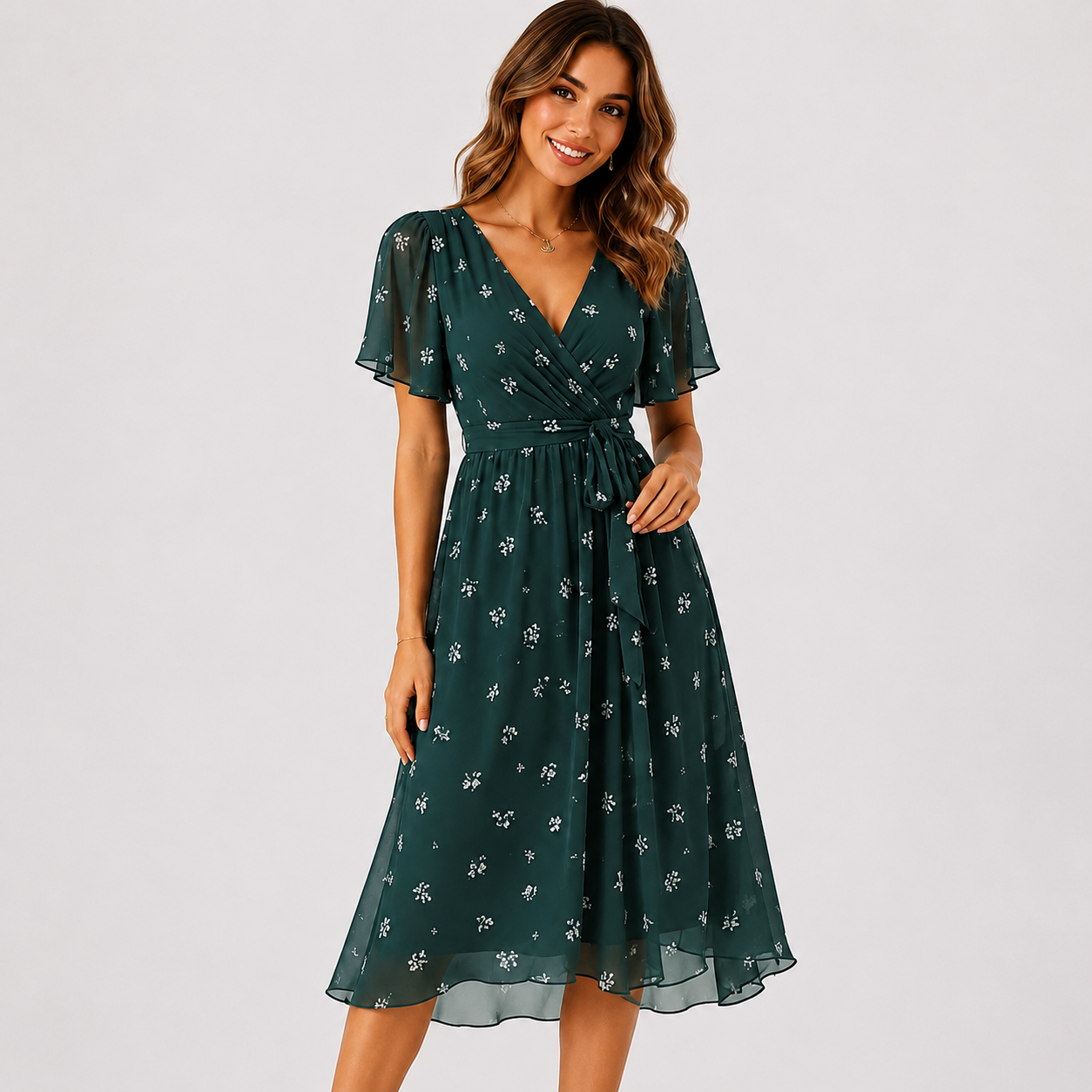 Elsinya - Robe Midi Stylée et Fluide