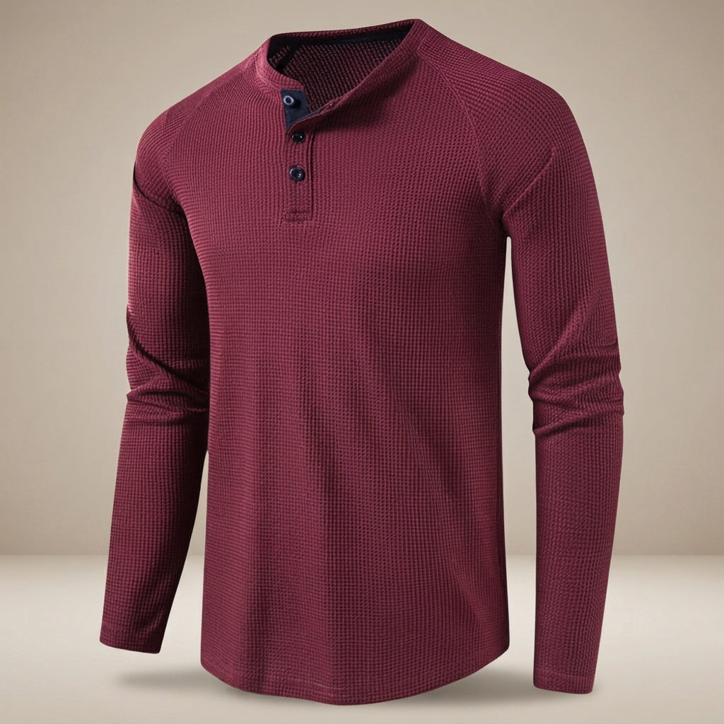 Teifion - Chemise Henley Classique en Nid d'Abeille