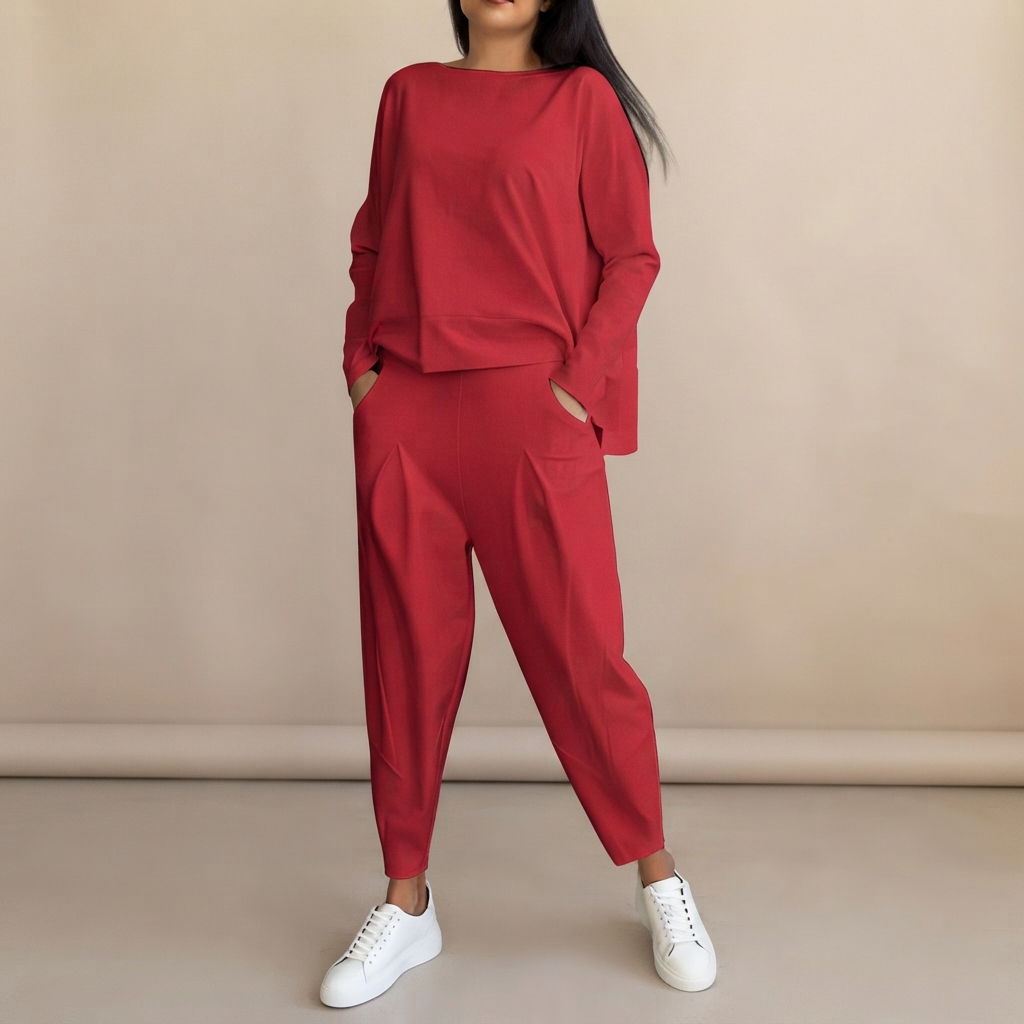 Emilyn - Ensemble Pantalon Décontracté Coupe Ample
