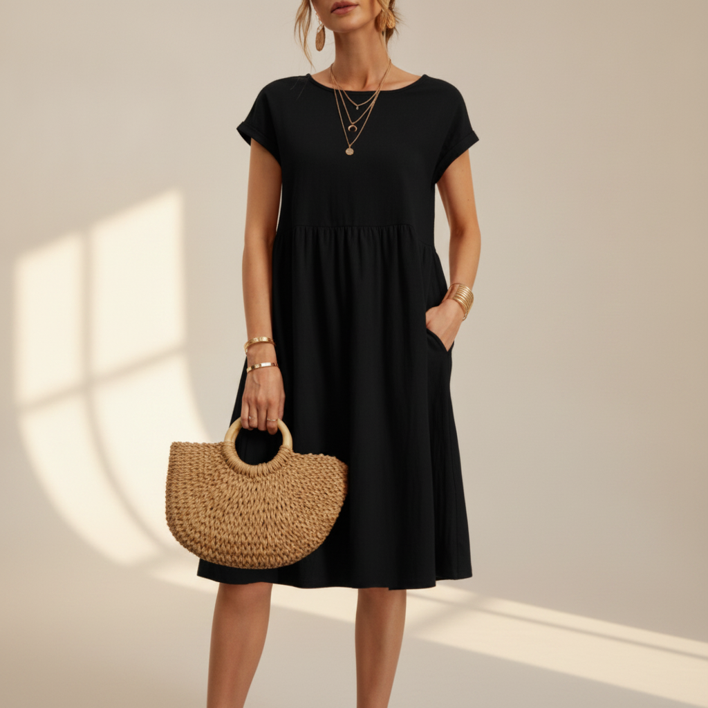 Nubia - Robe Midi Élégante à Col Rond