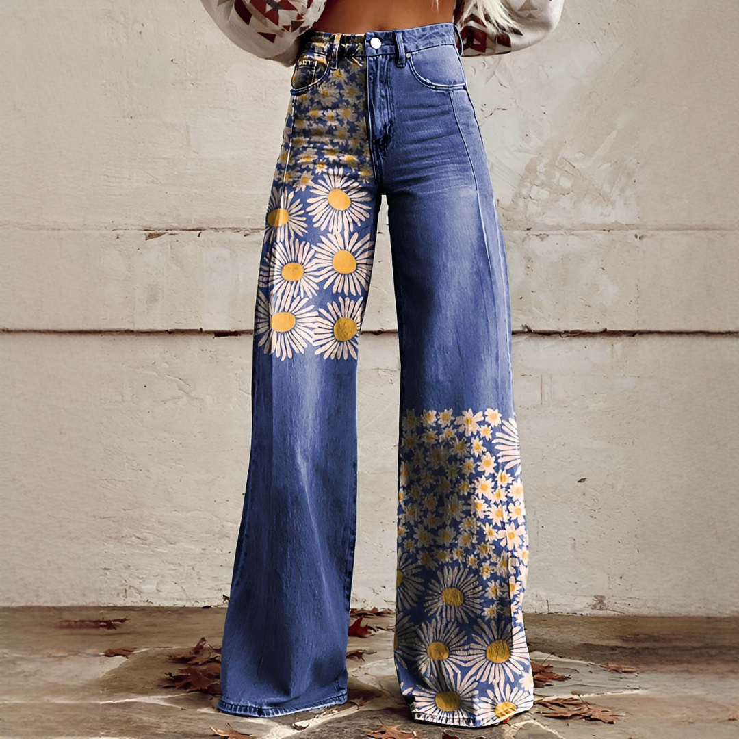 Shelley - Jeans Décontractés à Jambes Larges Imprimés