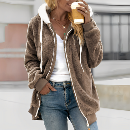 Rheanna - Manteau en polaire douillet avec capuche pour femmes