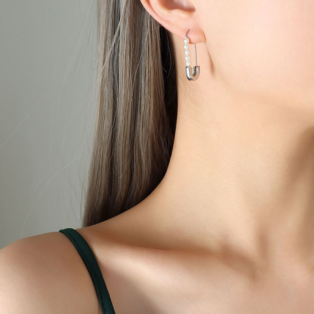 Boucles d'oreilles à épingle de sécurité - Boucles d'oreilles en perles fraîches et délicates