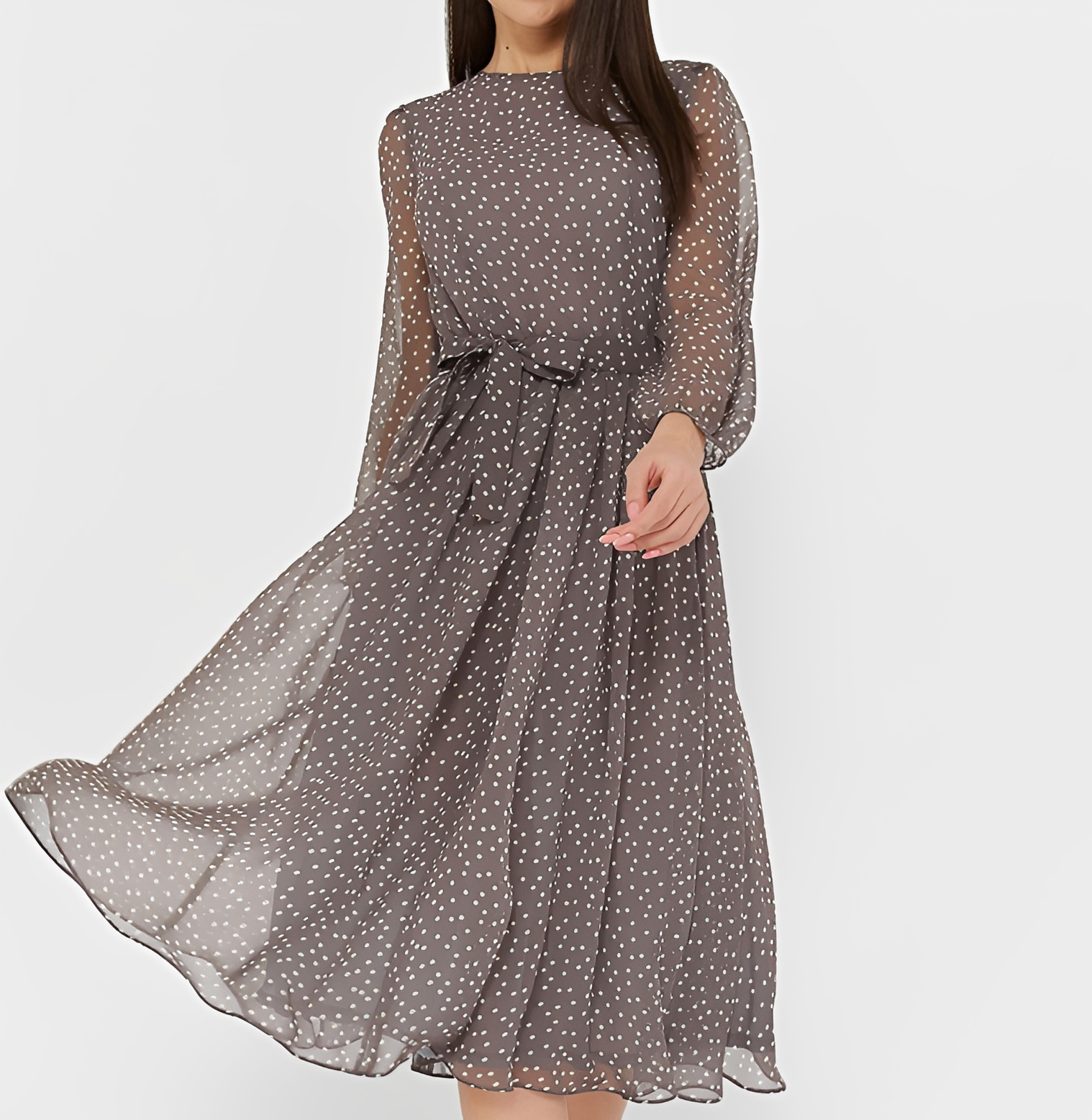 Tessa - Robe élégante à manches longues à pois