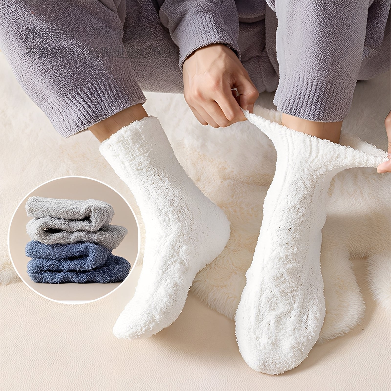 Neely - Chaussettes unisexes en polaire de velours chaudes