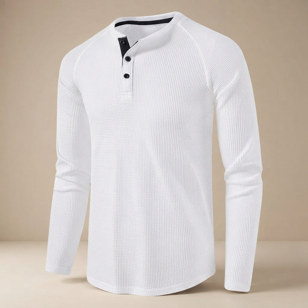 Teifion - Chemise Henley Classique en Nid d'Abeille