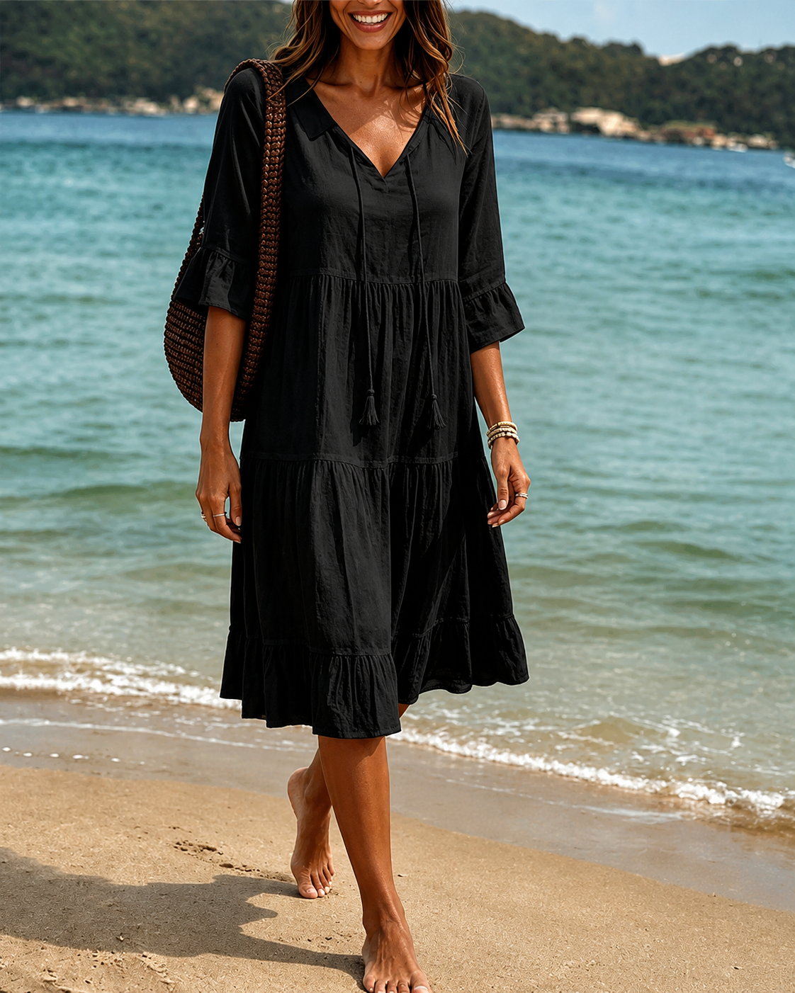 Lorraine - Robe Midi Chic à Encolure en V