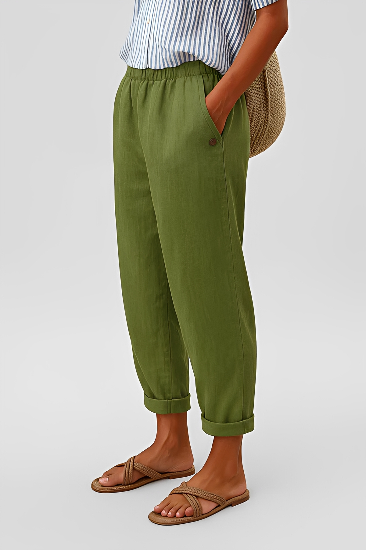 Yunie - Pantalons Décontractés à Taille Élastique
