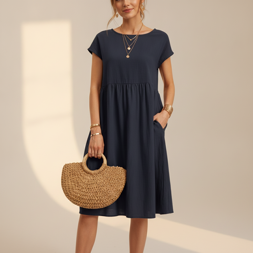 Nubia - Robe Midi Élégante à Col Rond