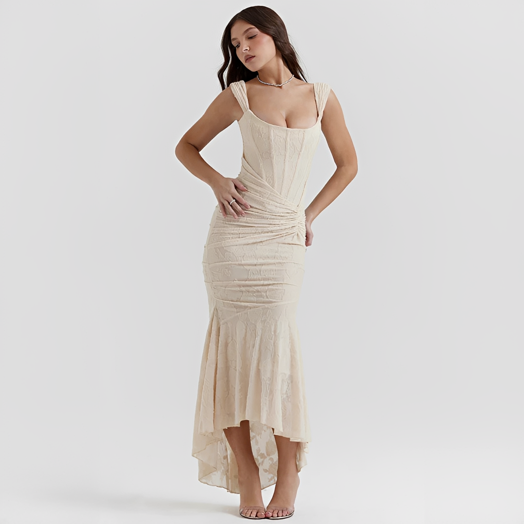 Cynthia - Robe Élégante à Taille Enveloppée Midi