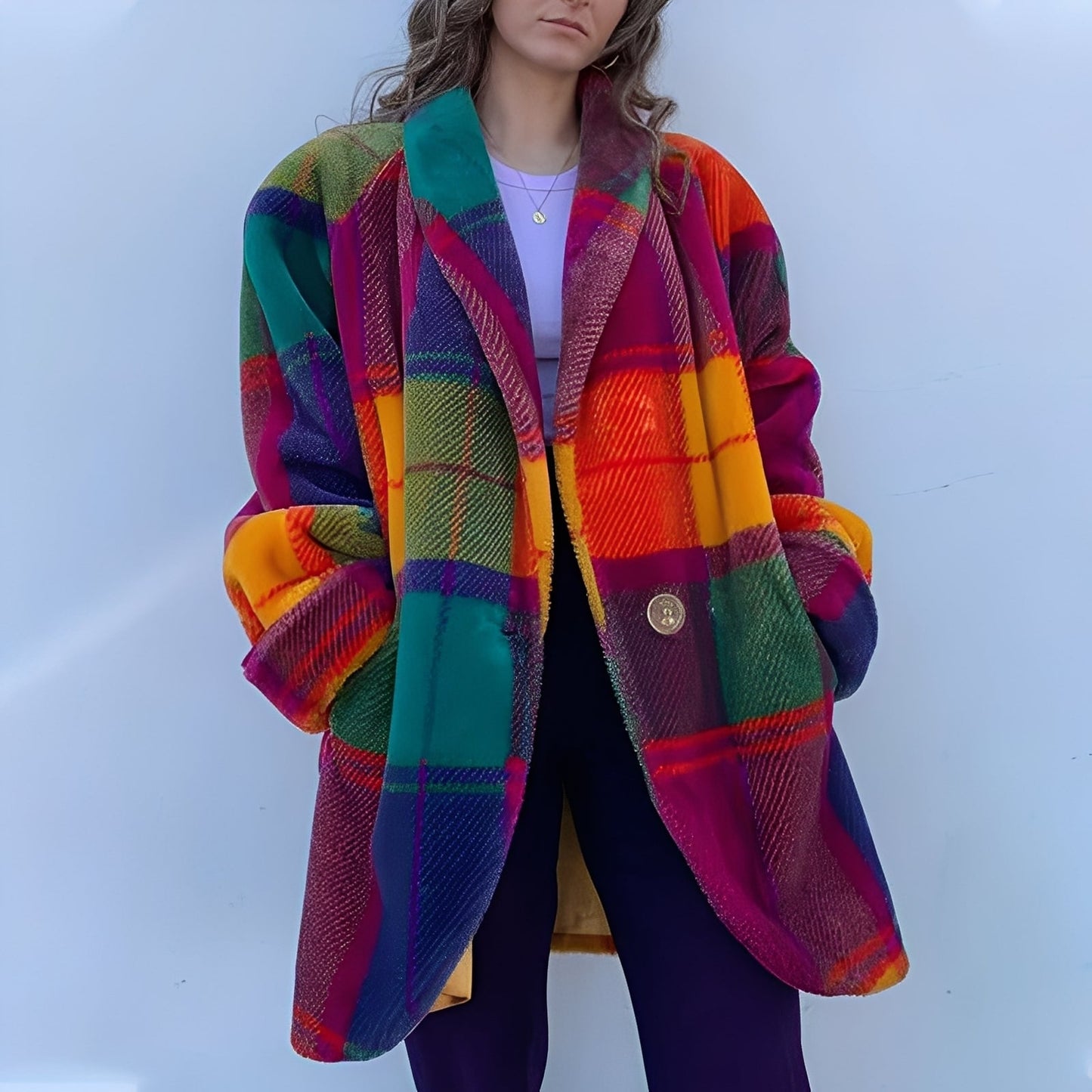 Alex - Manteau coloré avec revers et poches pour femmes