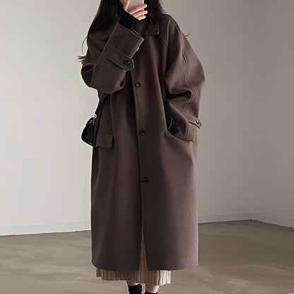 Estelle - Manteau en laine classique à boutons simples pour femmes