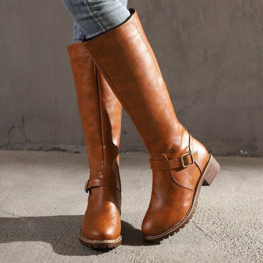 Marisa – Bottes en cuir avec talons carrés