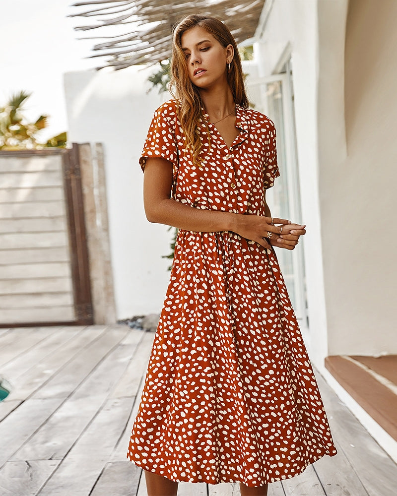 Molly - Robe courte chic à manches courtes avec col pour femmes