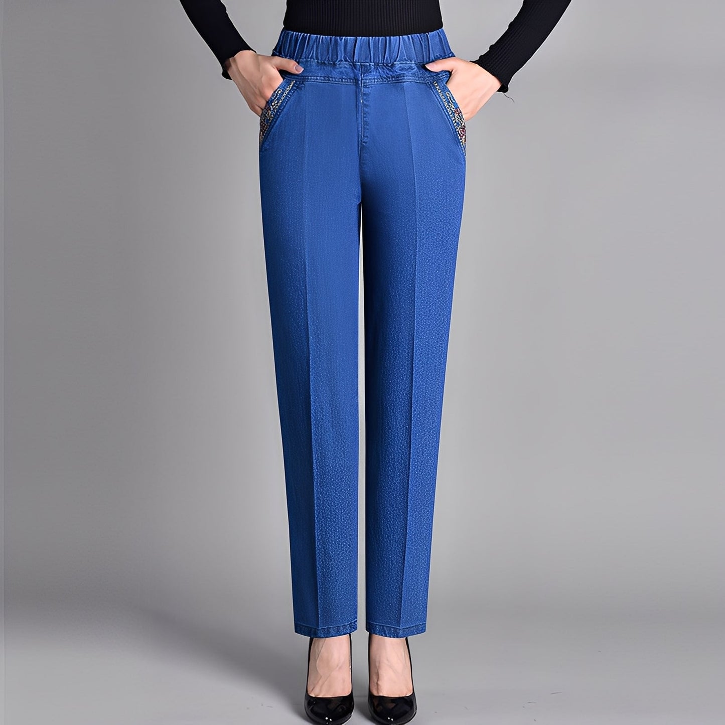Doriane - Basic trousers with elastic waistband for women
