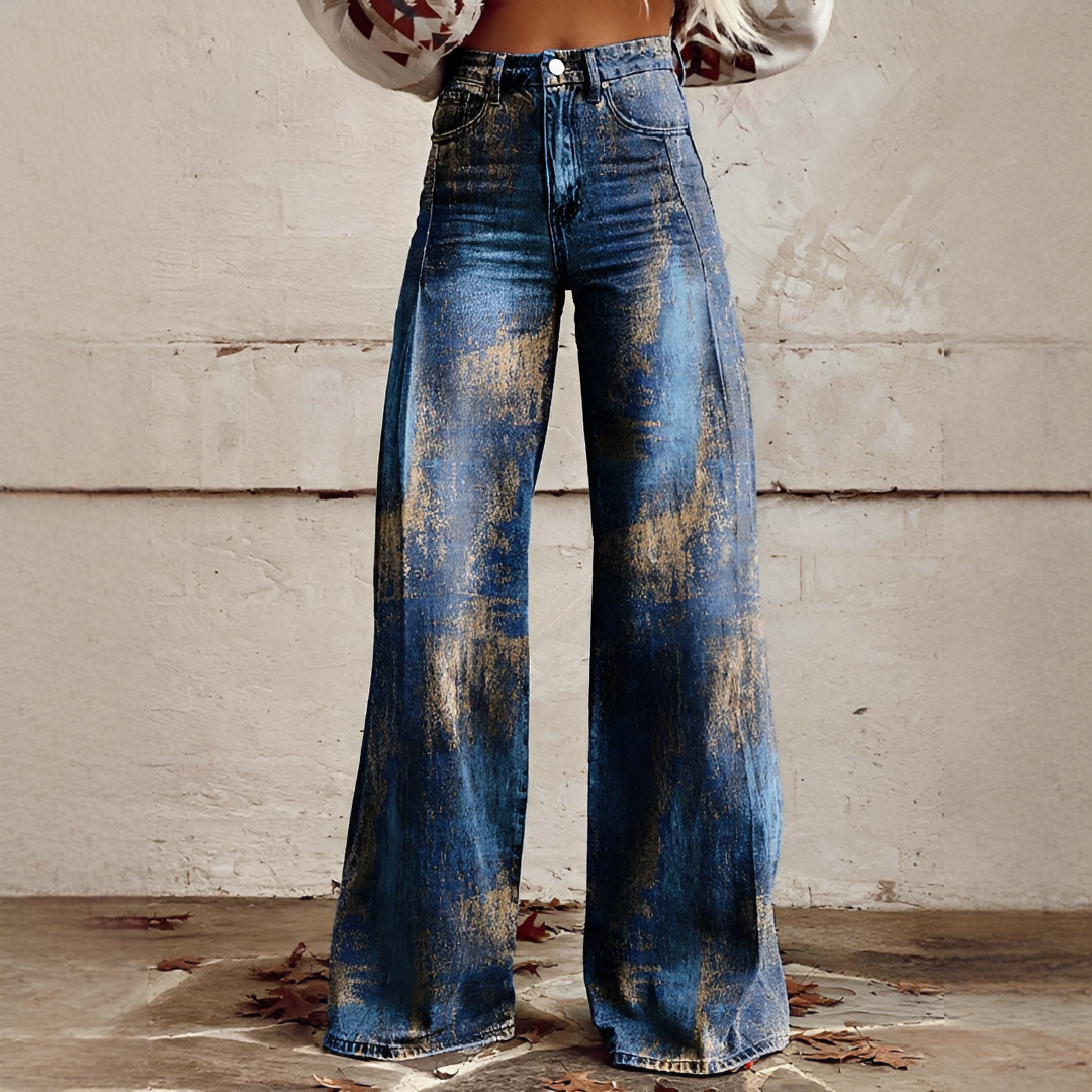Shelley - Jeans Décontractés à Jambes Larges Imprimés