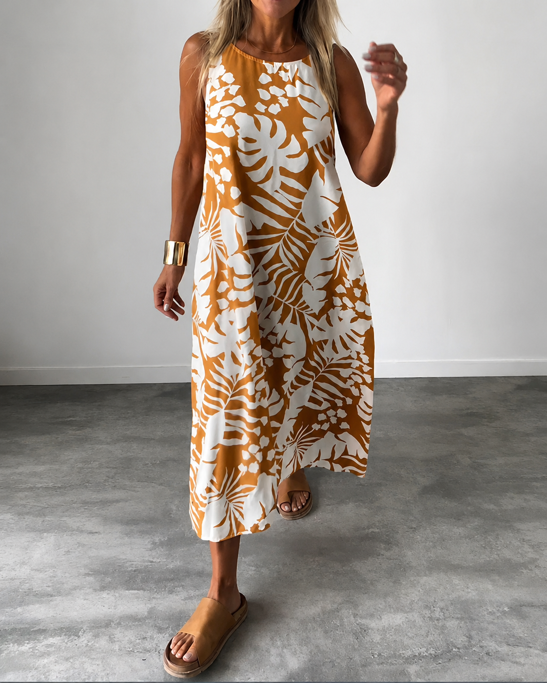 Arianna - Robe Ample Sans Manches Imprimée