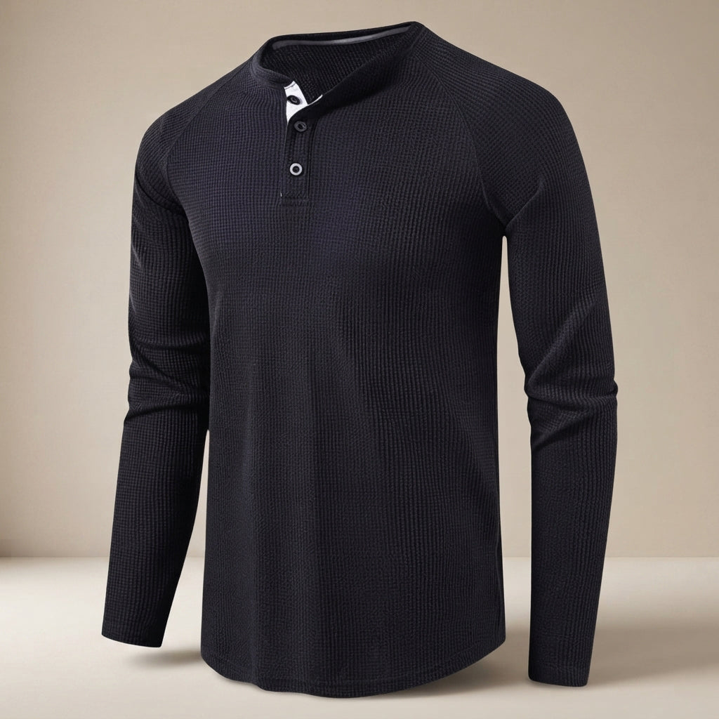 Teifion - Chemise Henley Classique en Nid d'Abeille