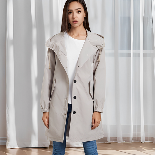 Vivyan - Blouson décontracté imperméable à capuche pour dames